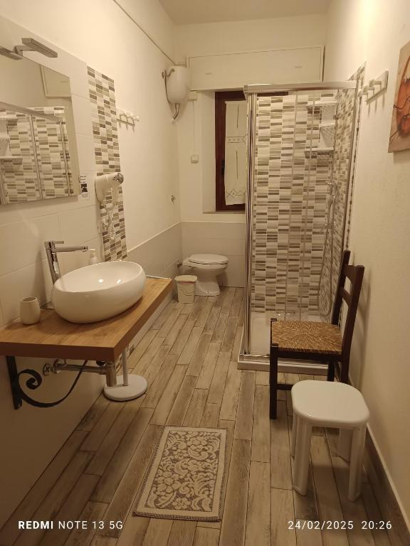 łazienka z umywalką i toaletą w obiekcie La fontanella w mieście Loceri