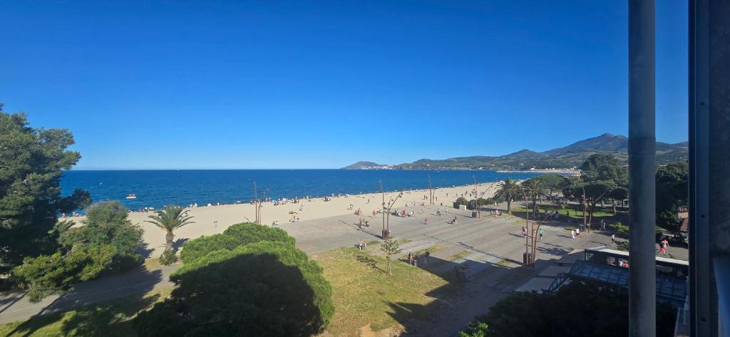 Elle offre une vue sur la plage et l'océan. dans l'établissement Studio face mer, cœur festif !, à Argelès-sur-Mer