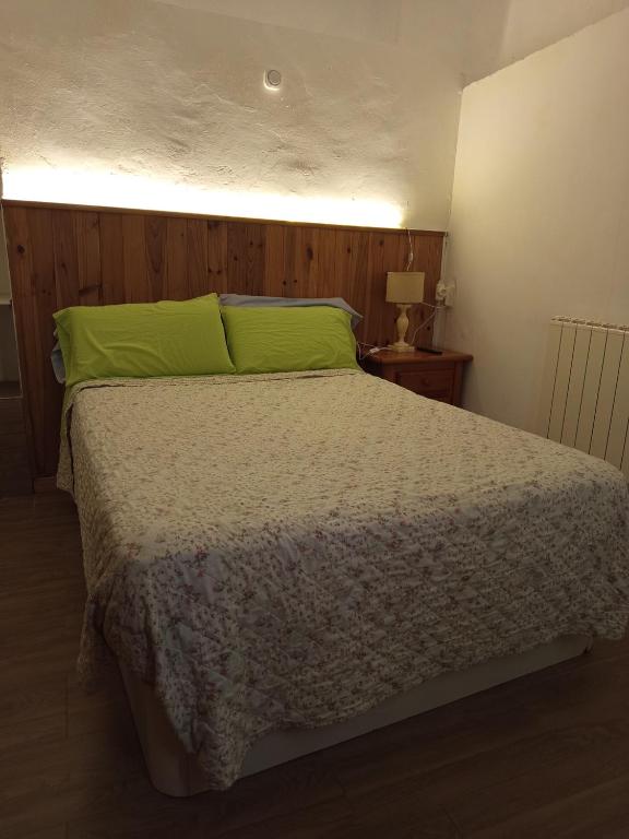 una camera con letto e cuscino verde di La Casa del Patio ATQ ad Antequera