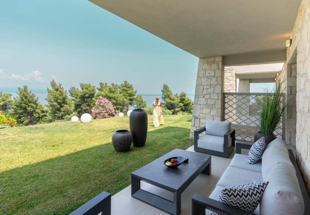 Posezení v ubytování Helios Blue Villas Kassandra