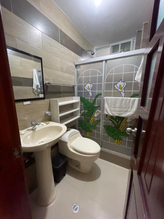Koupelna v ubytování Hostal Balcon del Cielo