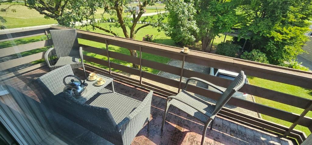 an overhead view of a balcony with a bench at Artemida Nature and Peace in Radomlje
