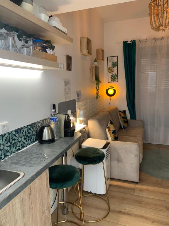 Kuchyňa alebo kuchynka v ubytovaní Paris studio cosy climatisé