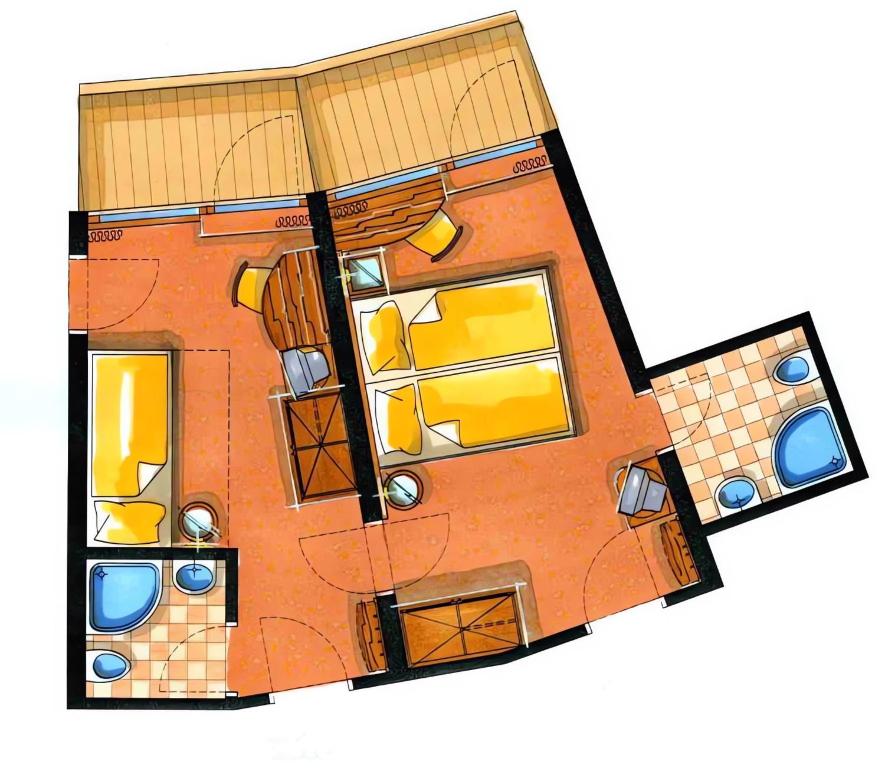 a drawing of a floor plan of a house at Familienhotel Sonngastein in Bad Gastein