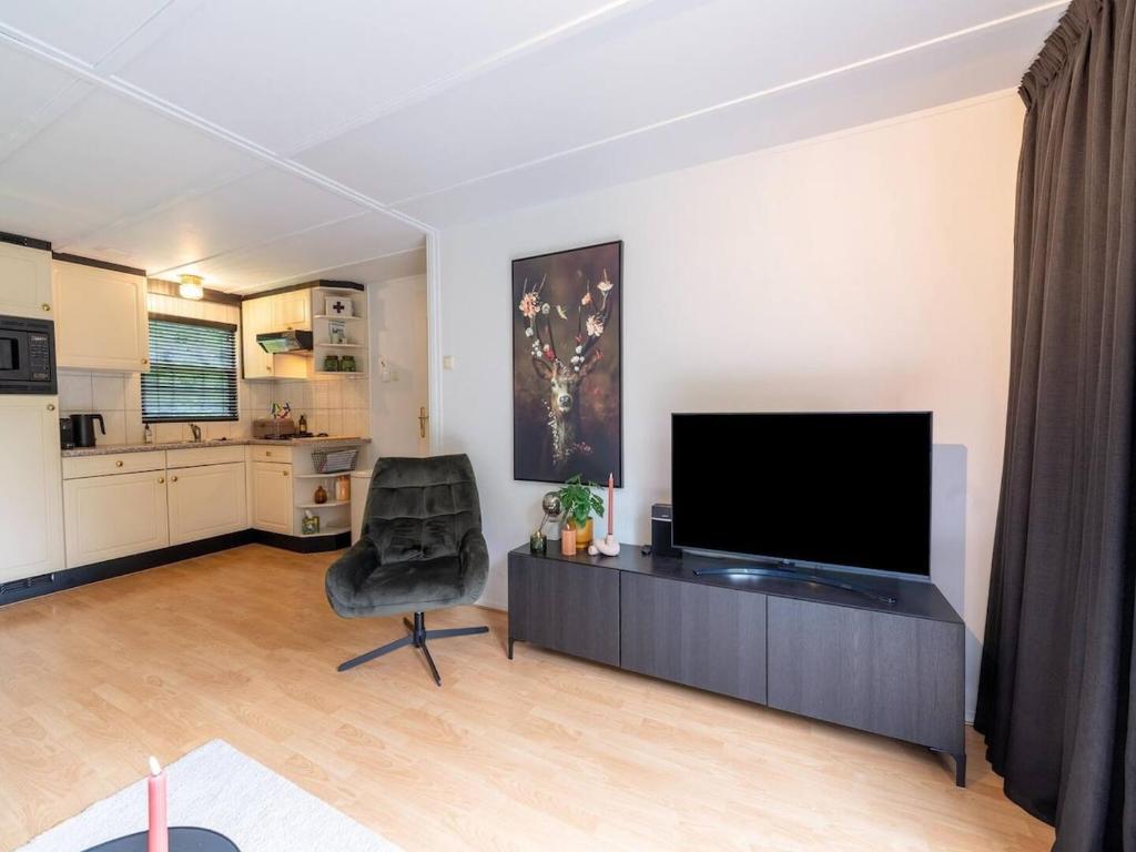 TV a/nebo společenská místnost v ubytování Vakantiehuis met Sauna