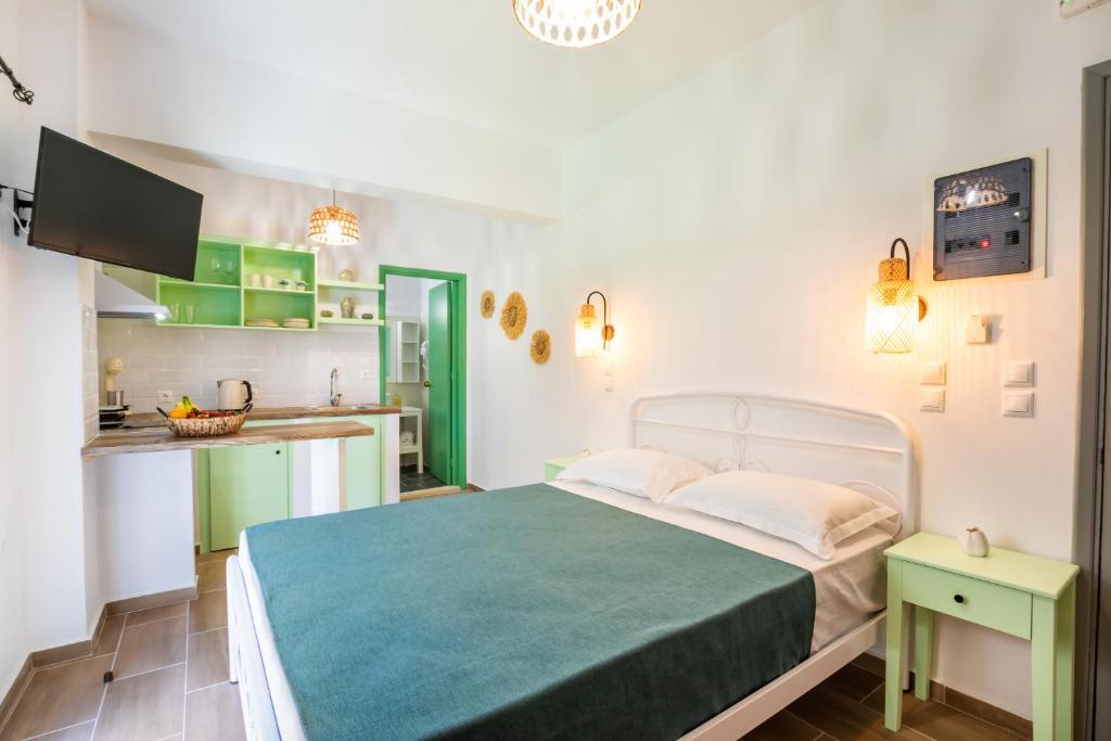 Kuchyň nebo kuchyňský kout v ubytování Anemos Guest Apts