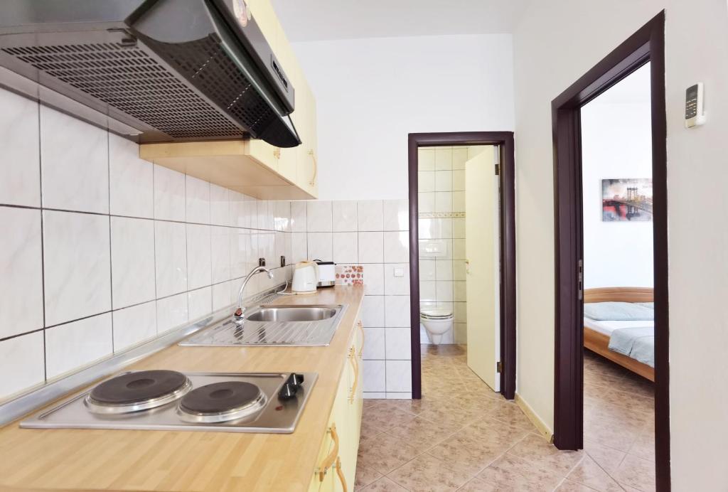 Kuchyň nebo kuchyňský kout v ubytování LiLu Apartments