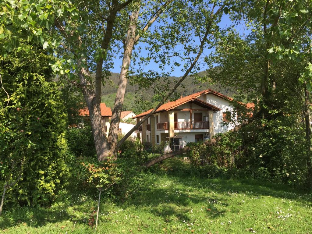 a house in the middle of the woods at Apartamentos Rurales La Fuente in Pesués