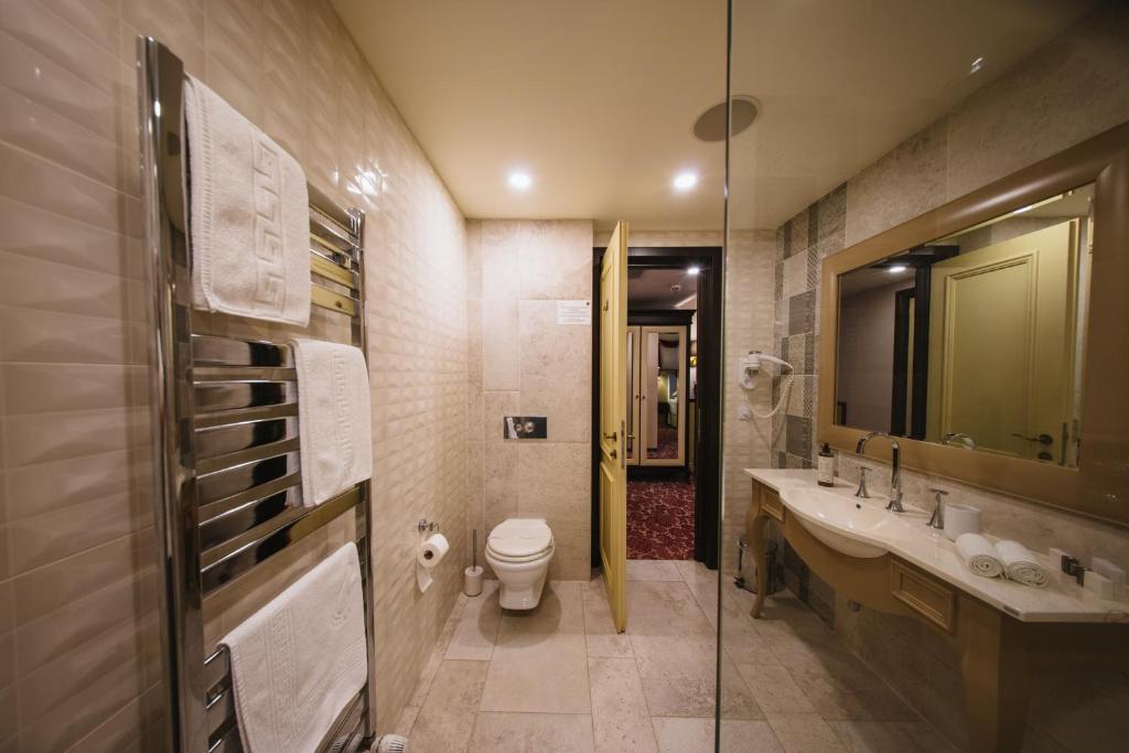 Koupelna v ubytování Domeniile Martinutzi -Hotel Cardinal si Conac Rhedey