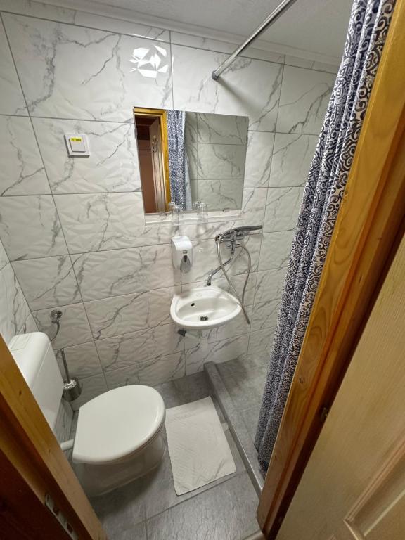 Koupelna v ubytování FÜRDŐ PANZIÓ