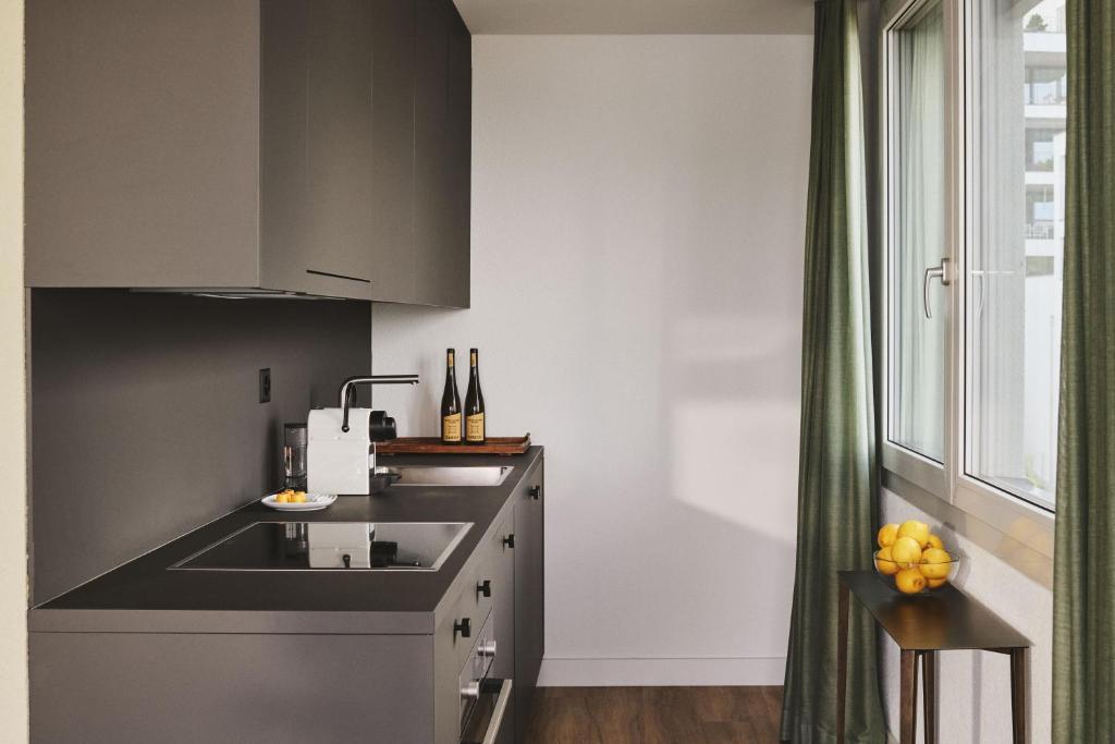 Kuchyň nebo kuchyňský kout v ubytování aestate living lakeview in Horgen Zürich Zug Pfäffikon
