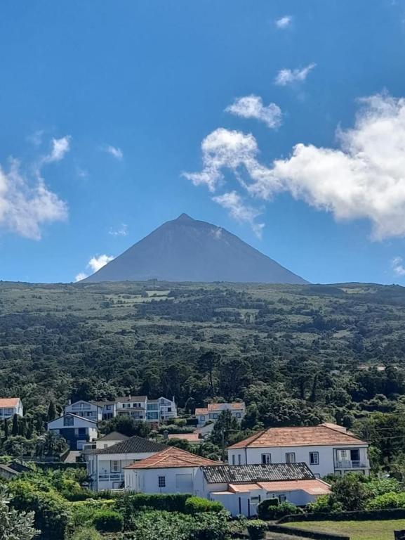 圣罗克杜皮库Cais House的远处的山,有房子和建筑物