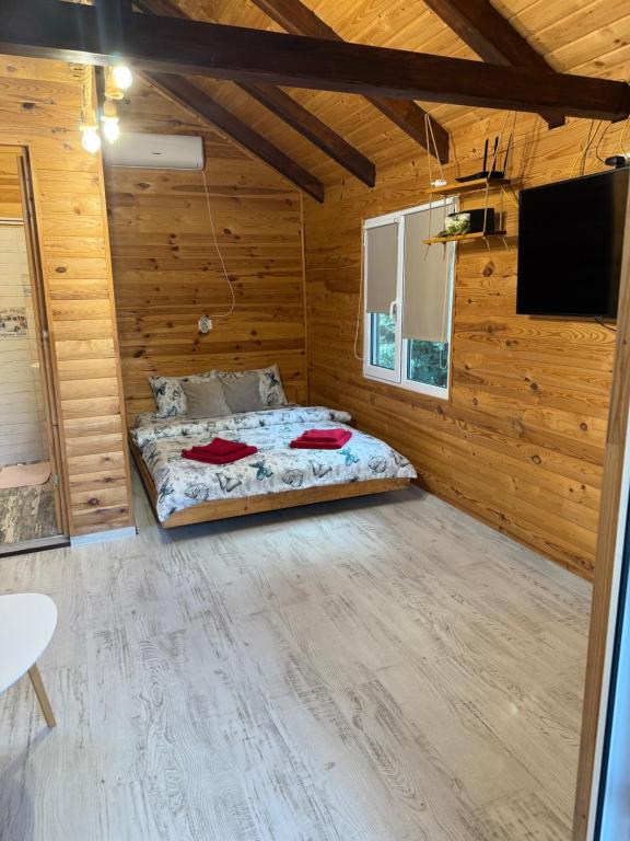 Postel nebo postele na pokoji v ubytování Cabana Sorina