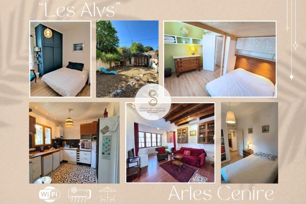 a collage of photos of a hotel room at Les Alys Arles Centre in Arles
