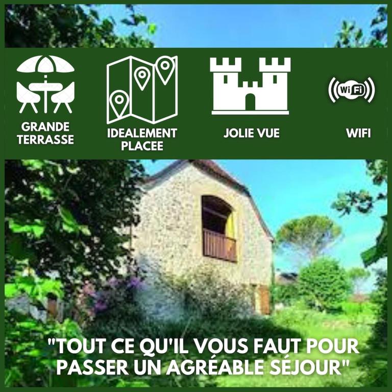 un collage de photos d'une maison dans l'établissement La Sagnarde Loubressac Terrasse intime, à Loubressac