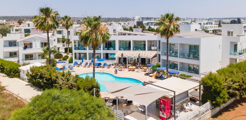 an aerial view of a resort with a swimming pool at Bellini Hotel in Ayia Napa