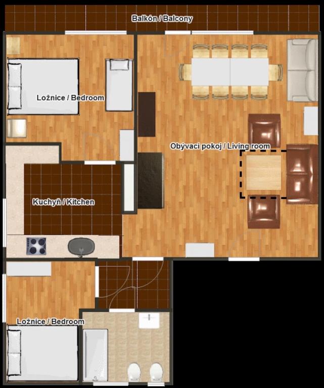 Kuchyň nebo kuchyňský kout v ubytování Apartmány Český Ráj