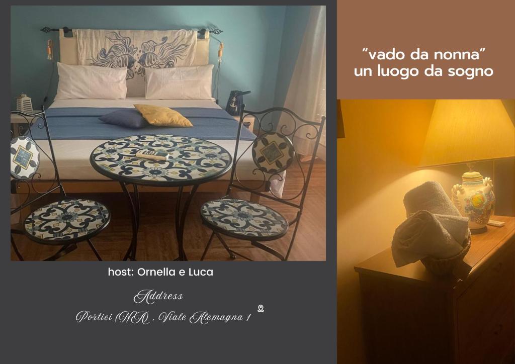 a bedroom with a bed with a table and a lamp at Vado da nonna vacation home in Portici
