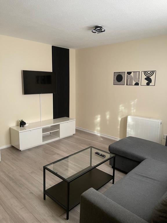 TV a/nebo společenská místnost v ubytování Cardiff bay cosy apartment with parking