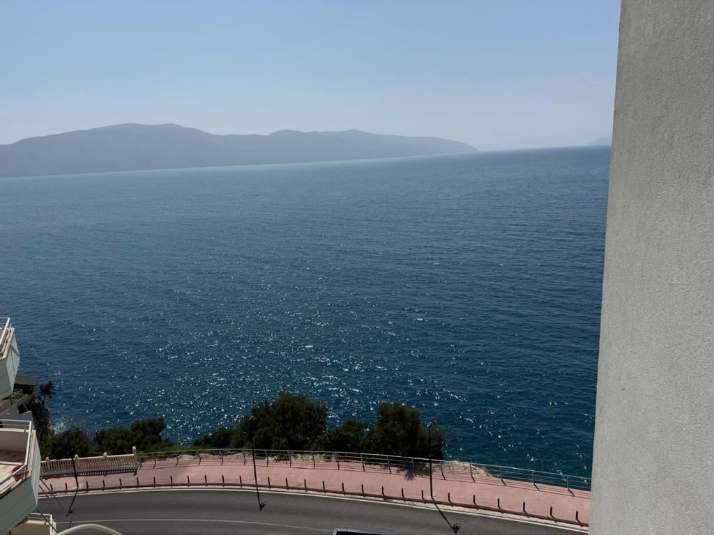 a view of the ocean from a building at The Blue Horizon in Vlorë