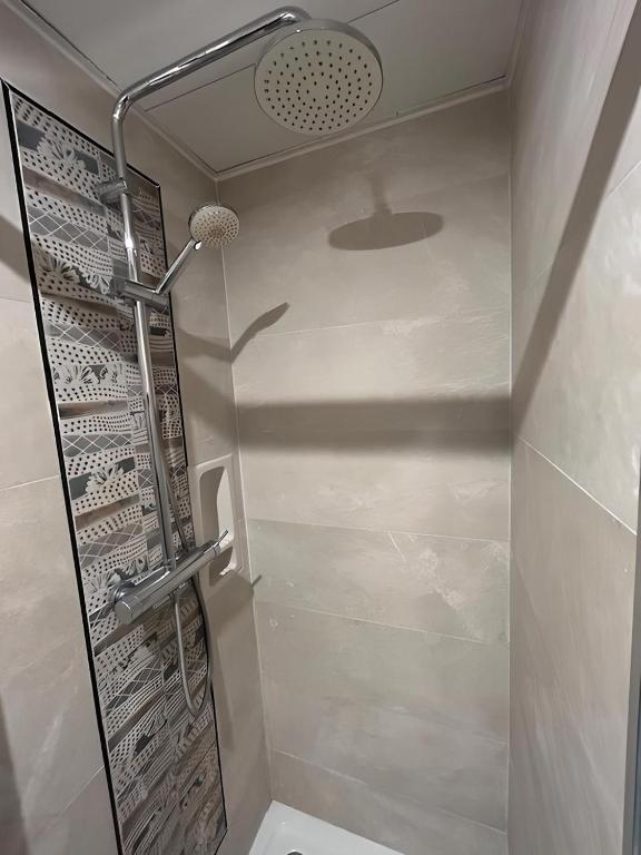 e bagno con servizi igienici e cabina doccia. di Diamant Bleu studio, piscine, vue mer a Le Diamant