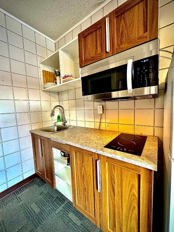 Kuchyň nebo kuchyňský kout v ubytování Caravel Motel
