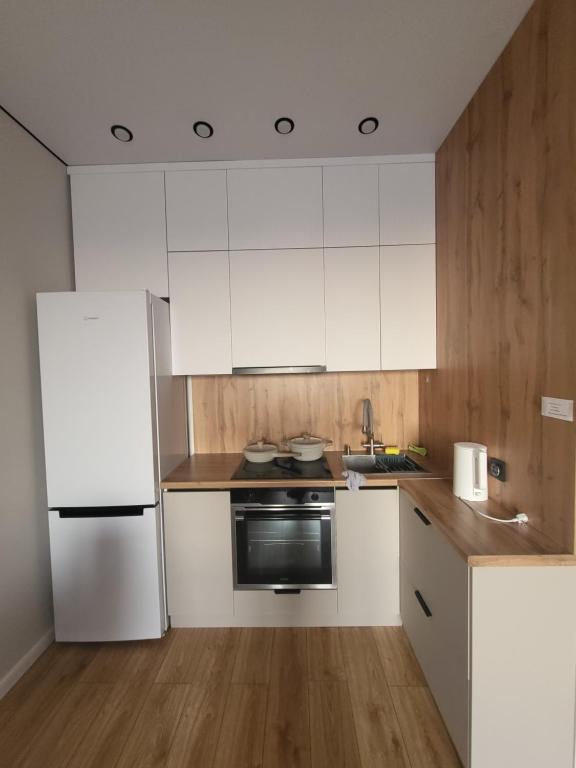 Kuchyň nebo kuchyňský kout v ubytování 2 комн квартира в ЖК Altyn Sapa