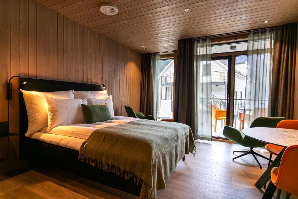 Beautiful view of Fjord Apartments With Wooden Accents