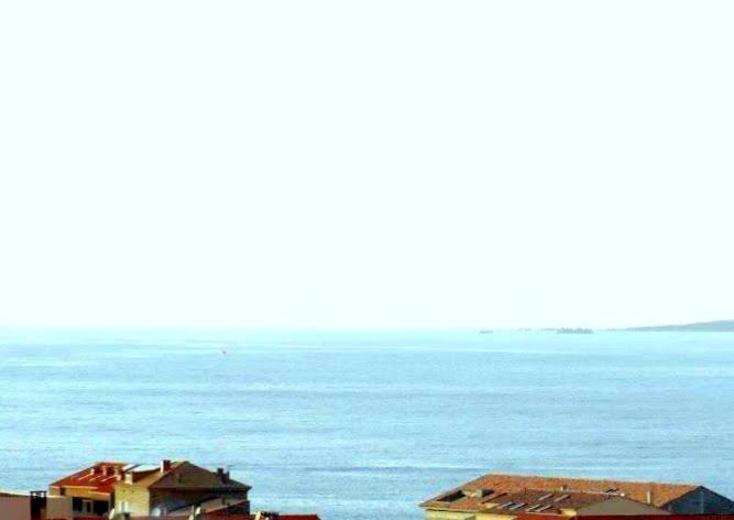 プロプリアノにあるAppartement Vue Mer Corse Sudの建物と家屋が並ぶ海の景色を望めます。