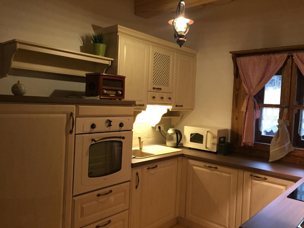 Kuchyň nebo kuchyňský kout v ubytování Drevenica u Michala
