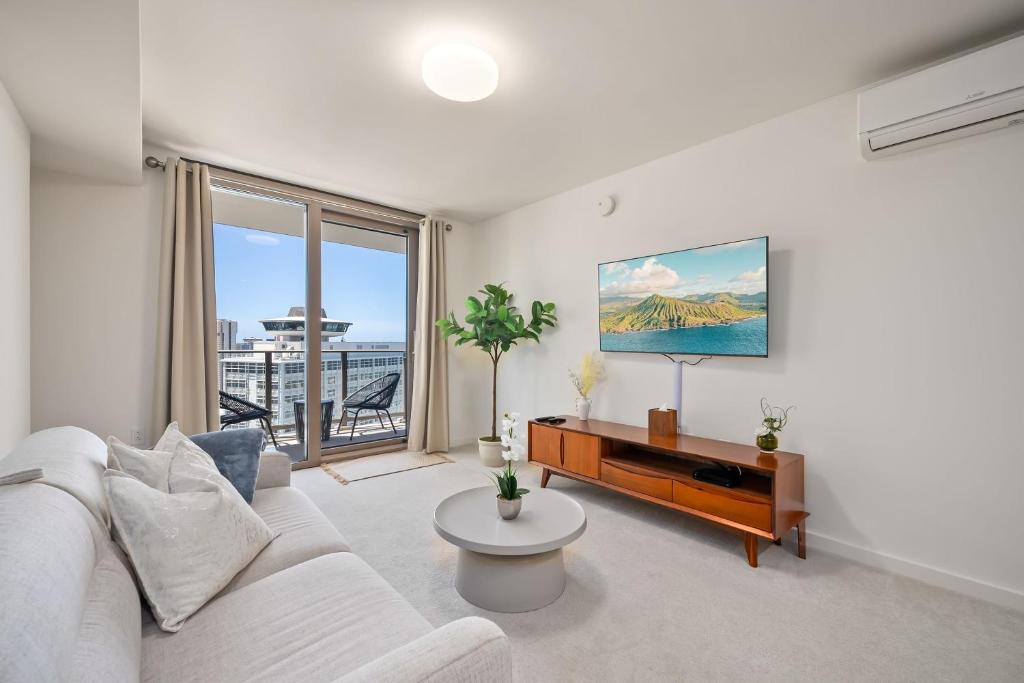 Istumisnurk majutusasutuses Aloha Heights: Luxury 1-Bedroom Condo with Pool Gym Ocean Views