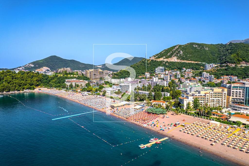 an aerial view of a beach and a city at Status-M Аpartments 173 in Bečići
