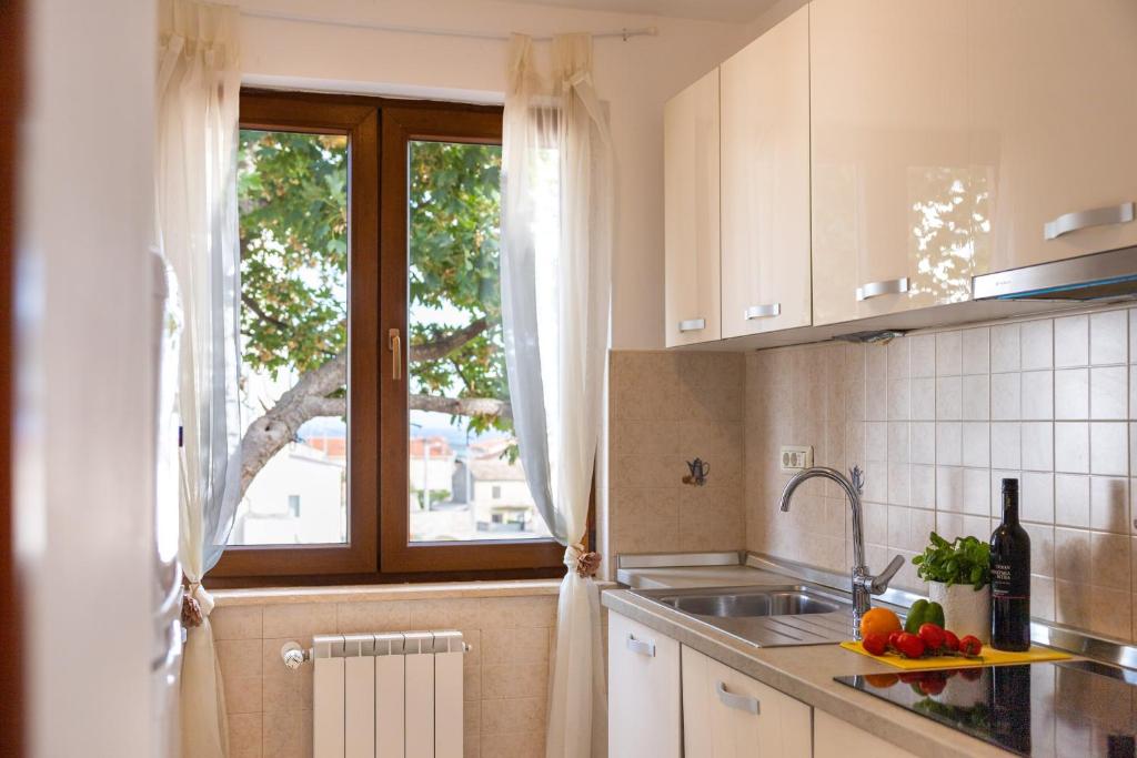 Kuchyň nebo kuchyňský kout v ubytování Villa Krasa sea view apartmants with pool