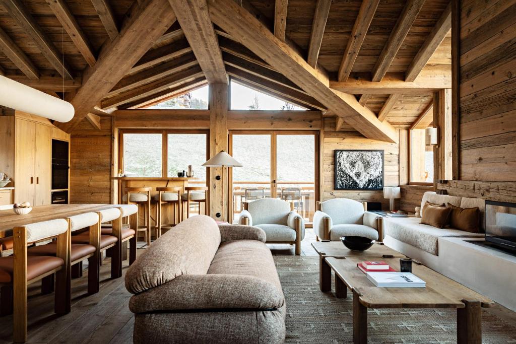 Χώρος καθιστικού στο Les Chalets de la Source 3 - Luxe - Skis aux pieds - 12 personnes