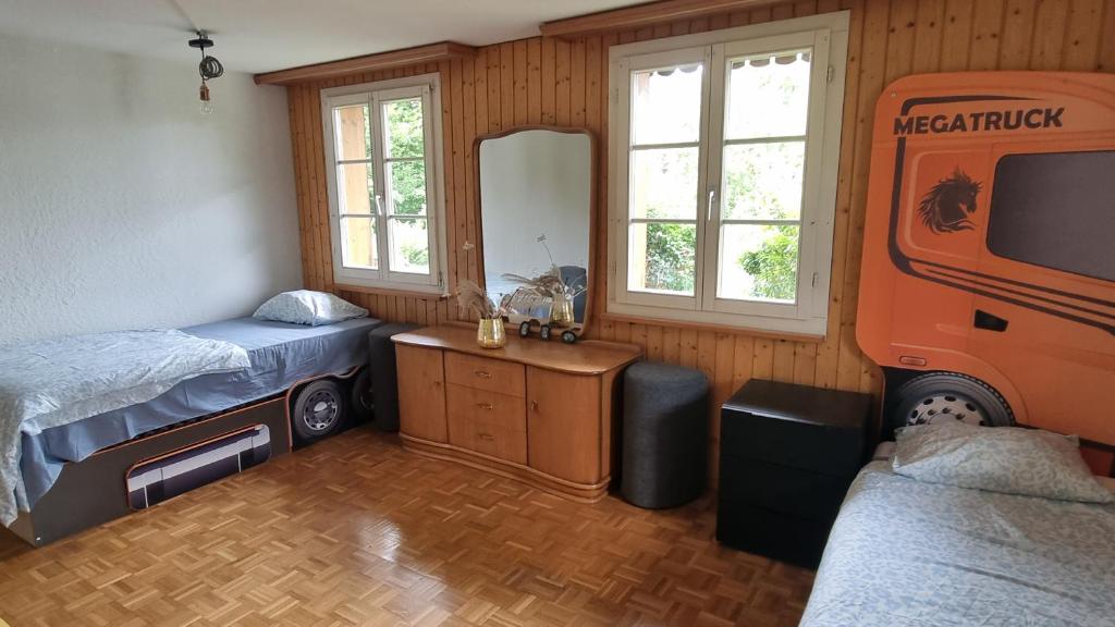 Postel nebo postele na pokoji v ubytování Ferienhaus Luzern