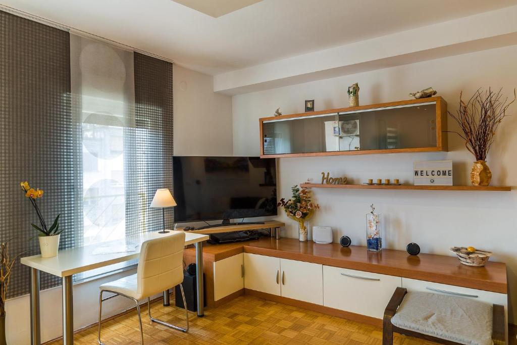 Uma televisão e/ou sistema de entretenimento em Apartment Many
