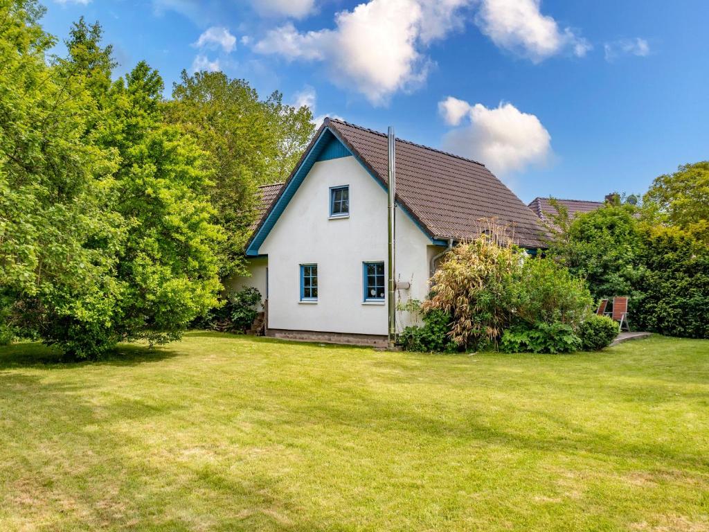 a white house with a yard at Ferienhaus Tüdelnest in Hessenburg
