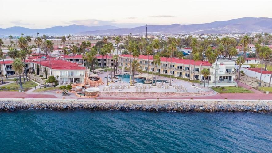 an aerial view of a resort next to the water at Estero Beach Hotel & Resort in Ensenada