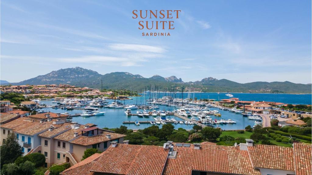 a view of a harbor with boats in the water at Sunset Suite Sardinia in Porto Rotondo