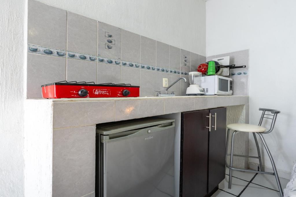 Kuchyň nebo kuchyňský kout v ubytování Hotel Bugambilias Poliforum