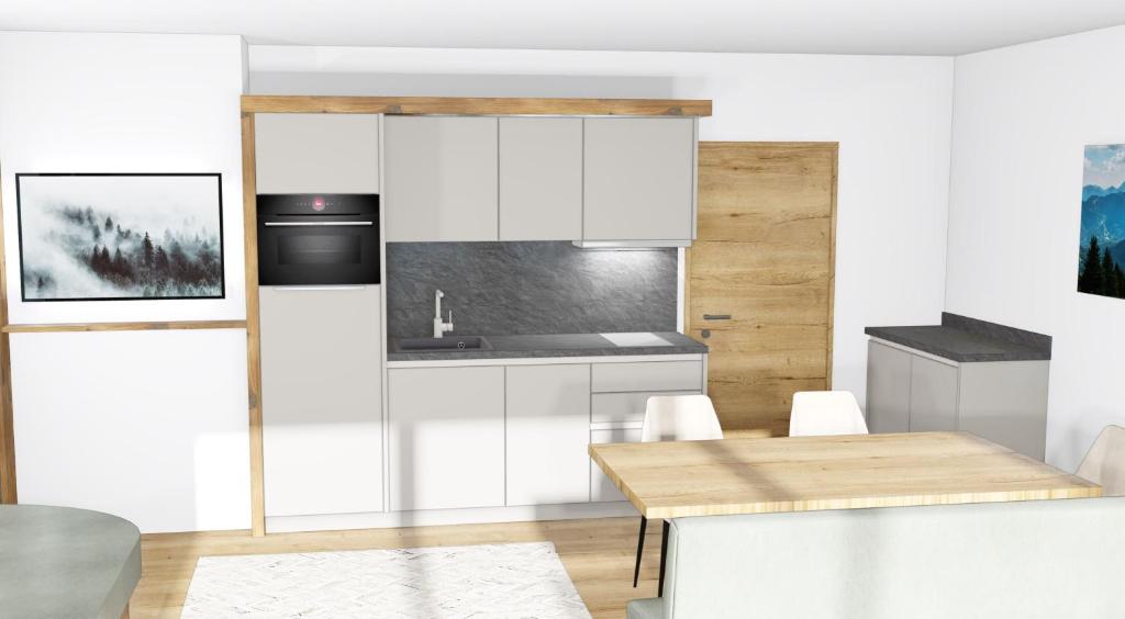 Kuchyň nebo kuchyňský kout v ubytování Kristall Apartments