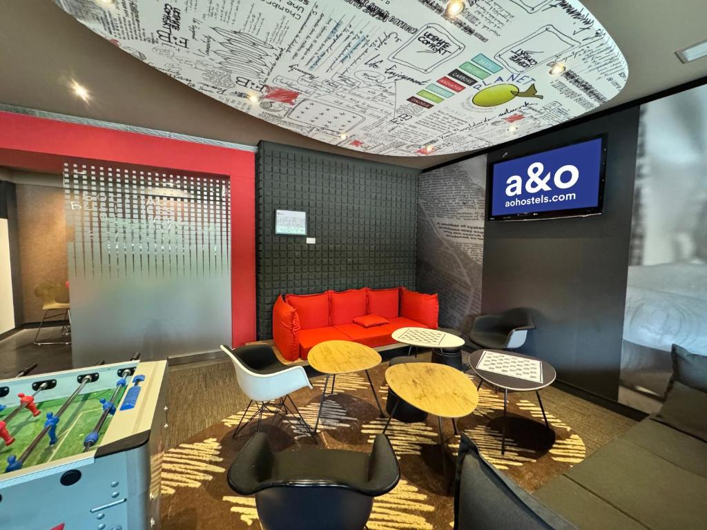 A seating area at a&o Hostel Milano Ca Granda