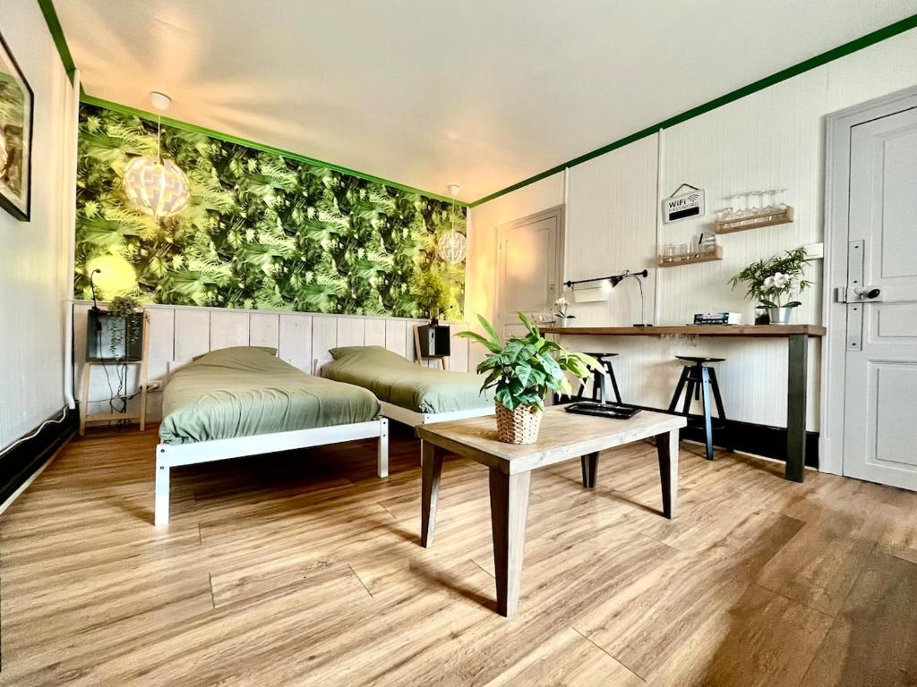 Kuchyň nebo kuchyňský kout v ubytování Chambre Notaire