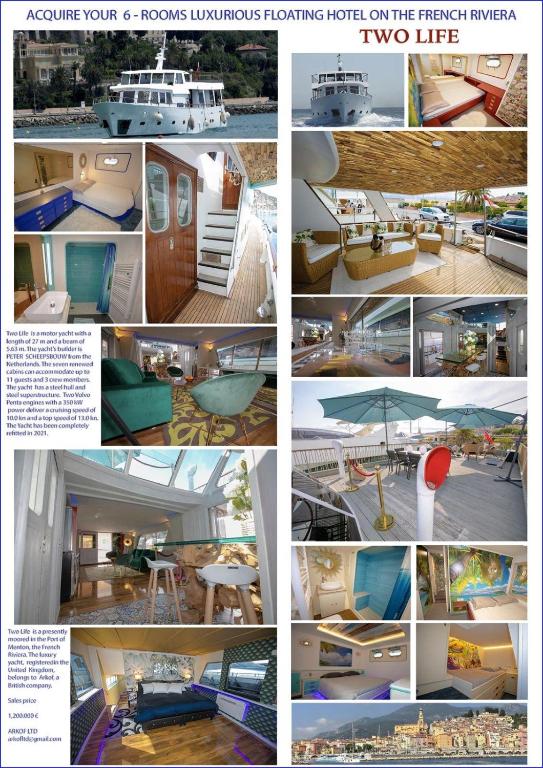 un collage de photos de différentes pièces dans l'établissement Superbe Expérience à bord!, à Menton