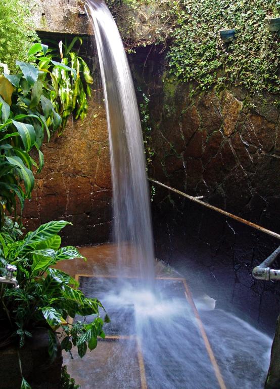 a waterfall in the middle of a pool of water at Hotel Bühler in Visconde De Maua