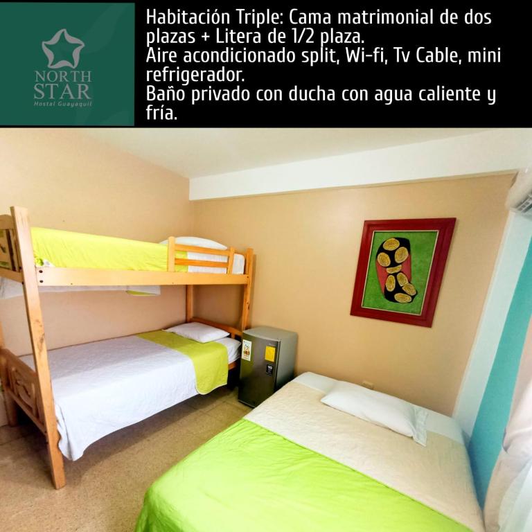 Postel nebo postele na pokoji v ubytování North Star Hostal Guayaquil