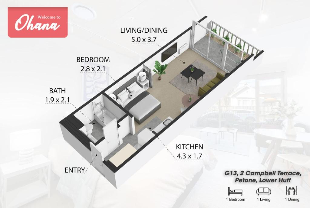 Petone Studio - Balcony Bath Tub Sleeps 2 - Resim 19