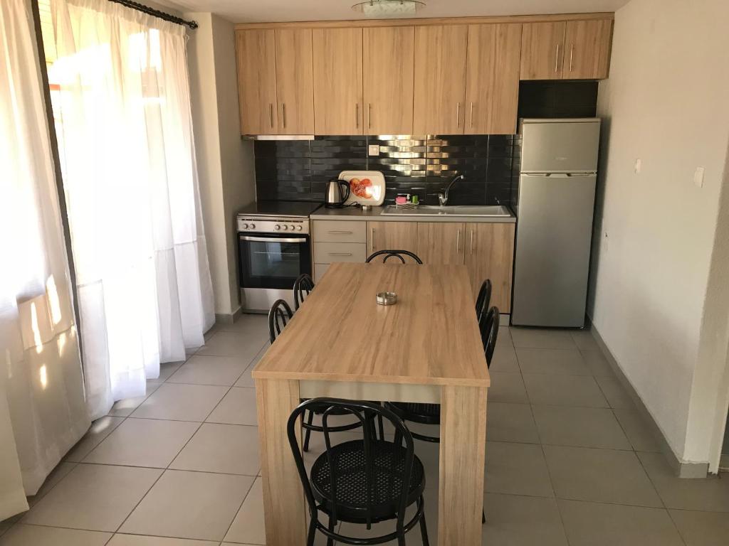 Kuchyň nebo kuchyňský kout v ubytování Theodora Villas Flogita beach