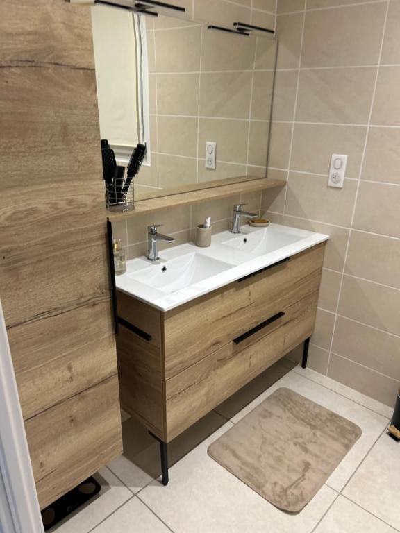 La Tour-du-CrieuDavid的带水槽和镜子的浴室