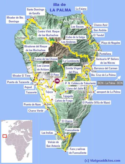 a map of the inca trail in la palma at paraiso soleado in Tazacorte